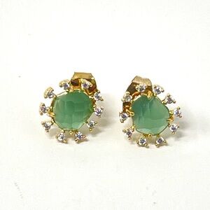 New Anthropologie Sunny Post Green Rough Cut Rock Crystal Starburst Studs